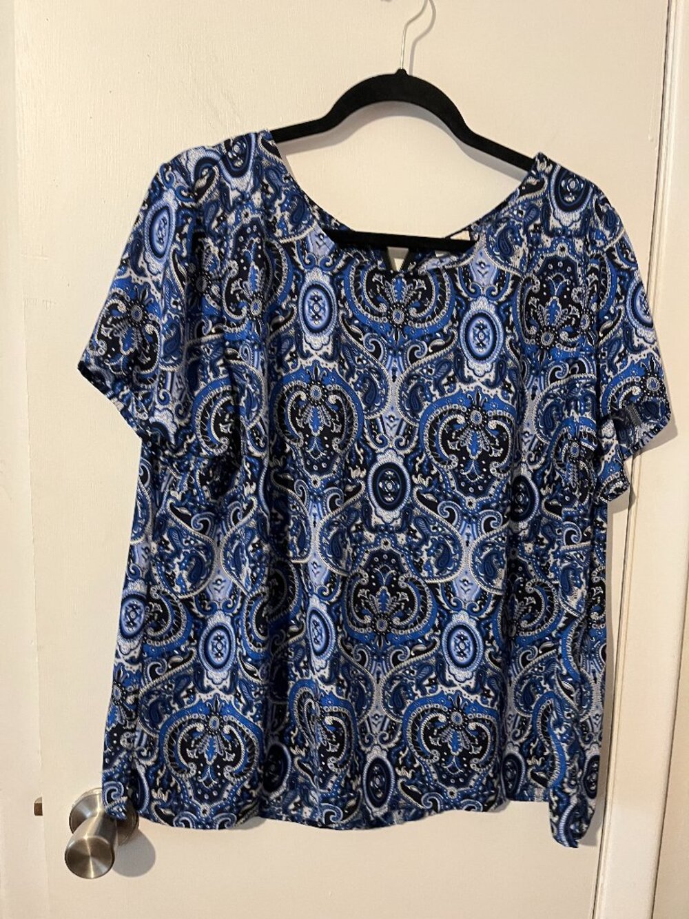 TALBOT'S PAISLEY PRINT SHORT SLEEVE BLOUSE SZ XL